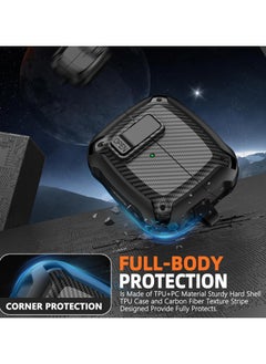 Generic Carbon grain surface Cover Case Compatible With Samsung Galaxy Buds 3 Pro /Bud3 Lock Clip,Protective anti-fall Skin-- Black  - Image 4