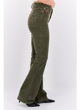 Robe Di Kappa Women Perfect Fit Flared Corduroy Pants, Dark Olive  - Image 3