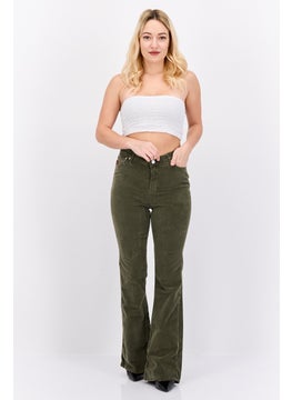Robe Di Kappa Women Perfect Fit Flared Corduroy Pants, Dark Olive  - Image 2