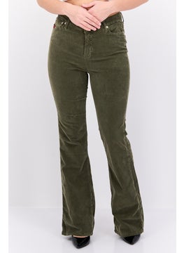 Robe Di Kappa Women Perfect Fit Flared Corduroy Pants, Dark Olive  - Image 1