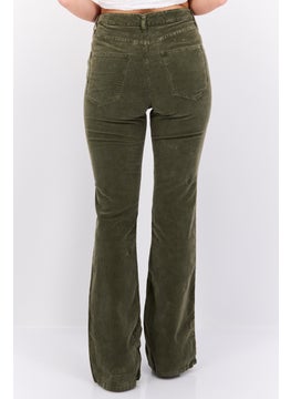 Robe Di Kappa Women Perfect Fit Flared Corduroy Pants, Dark Olive  - Image 4