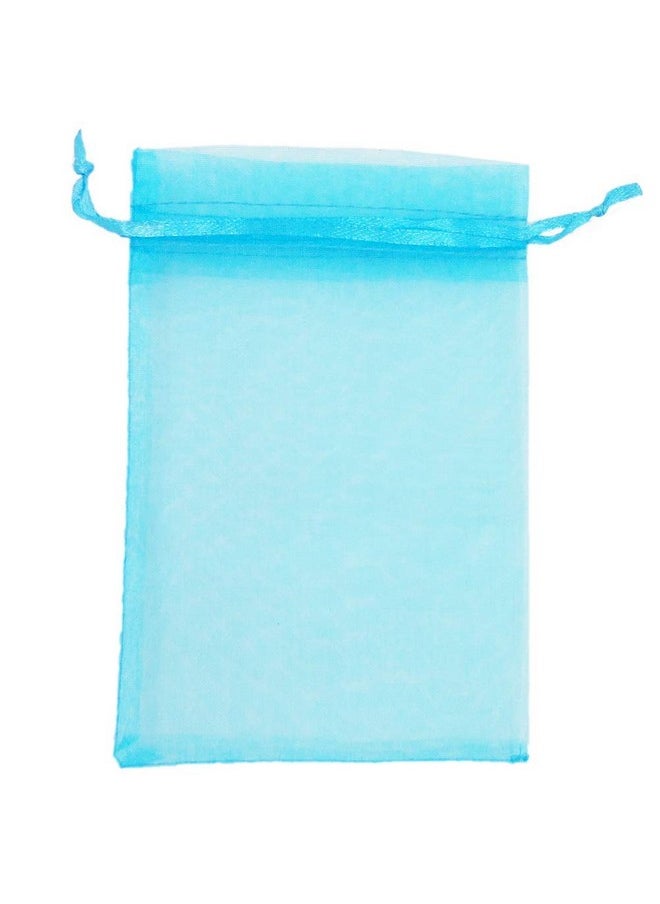 ATCG 50Pcs 8X12 Inches Large Drawstring Organza Bags Decoration Festival Wedding Party Favor Gift Candy Toys Makeup Pouches (Aqua Blue)  - Image 1
