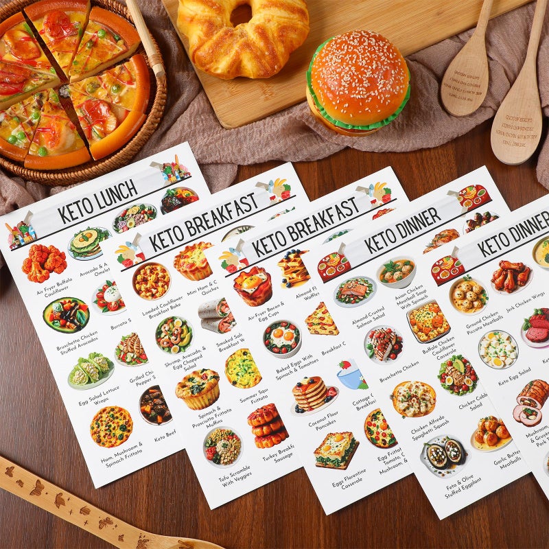 Sinload 12 Pcs Keto Meal Plan Chart Poster Ketogenic Diet Food List Keto Grocery List Nutrition Guide Poster for Wall - Image 5