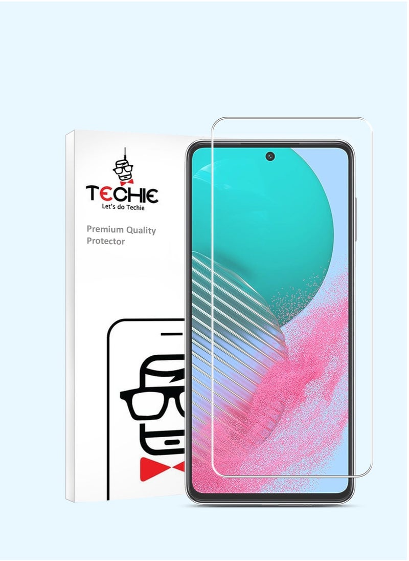 Techie HD Tempered Glass Screen Protector for Samsung Galaxy M54 - Anti Reflection Anti Bubbles 9H Hardness 0.33 mm Rounded Edges Easy Installation  - Image 1