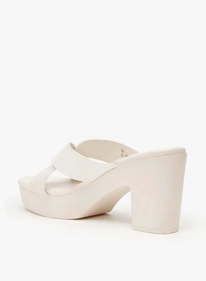Celeste Womens Solid Slip-On Sandals With Block Heels