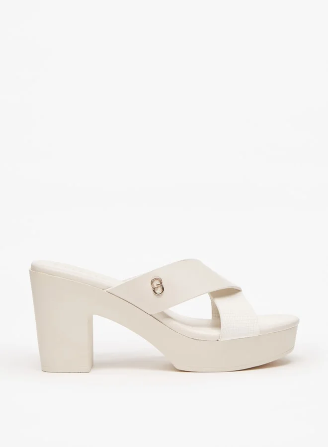 Celeste Womens Solid Slip-On Sandals With Block Heels