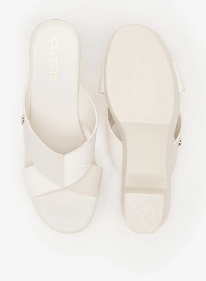 Celeste Womens Solid Slip-On Sandals With Block Heels