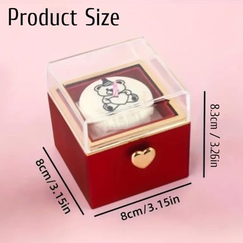 TLISMI Little Bear-Themed Automatic Rotating Cake Ring Box with Candle | Romantic, Surprise Jewellery Storage Box for Ring, Pendant & Necklace | Perfect gifts for Valentine's Day and Mother's Day - Image 4