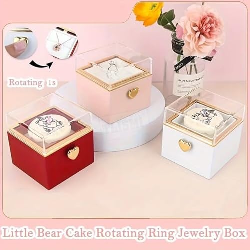 TLISMI Little Bear-Themed Automatic Rotating Cake Ring Box with Candle | Romantic, Surprise Jewellery Storage Box for Ring, Pendant & Necklace | Perfect gifts for Valentine's Day and Mother's Day - Image 2