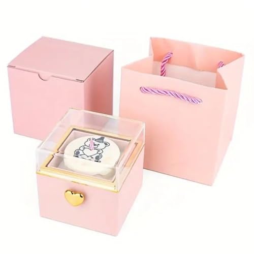 TLISMI Little Bear-Themed Automatic Rotating Cake Ring Box with Candle | Romantic, Surprise Jewellery Storage Box for Ring, Pendant & Necklace | Perfect gifts for Valentine's Day and Mother's Day - Image 1