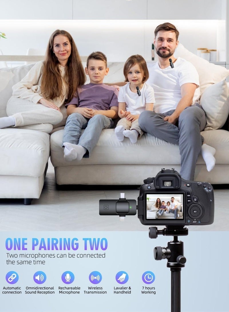 3 in 1 Wireless Microphones plug and play , widely compatible , clear timbre , high sensitive for iPhone, iPad, Android, Camera, USB-C Microphone, 7-Hour Battery, Mini Microphone with Noise Reduction for Video Recording, Vlog, YouTube, TikTok - Image 5