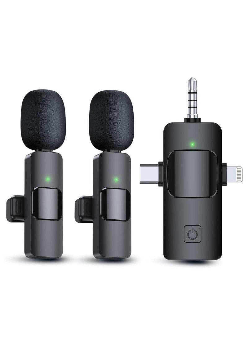 3 in 1 Wireless Microphones plug and play , widely compatible , clear timbre , high sensitive for iPhone, iPad, Android, Camera, USB-C Microphone, 7-Hour Battery, Mini Microphone with Noise Reduction for Video Recording, Vlog, YouTube, TikTok - Image 1
