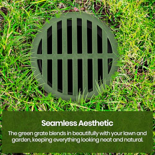 Calvana (2-Pack) Calvana 4” Plastic Round Drainage Grate Cover, Fits 4” Pipes, Prevents Debris, Ideal for Lawns, Patios, and Walkways, Durable UV-Resistant Plastic, Easy Installation, Green - Image 5