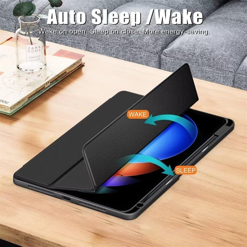 حافظة لجهاز Xiaomi Pad 6S Pro 12.4، رقيقة جداً، غطاء ذكي من TPU ناعم مع وظيفة النوم التلقائي، حافظة خلفية من الأكريليك الشفاف، لجهاز Xiaomi Pad 6S Pro 12.4، باللون الأسود - Image 5