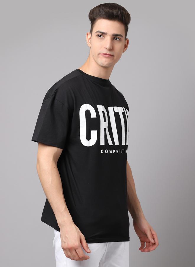 Take Two Men Black Graphic Printed Pure Cotton Oversized T-Shirt - Image 2