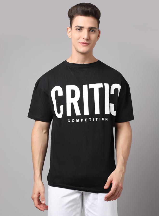 Take Two Men Black Graphic Printed Pure Cotton Oversized T-Shirt - Image 1