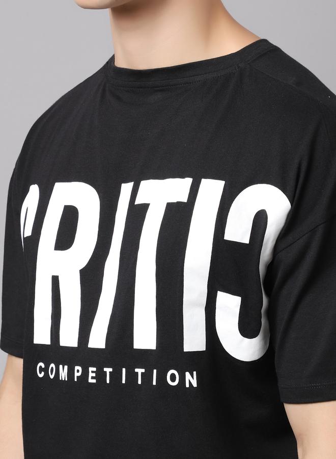 Take Two Men Black Graphic Printed Pure Cotton Oversized T-Shirt - Image 4