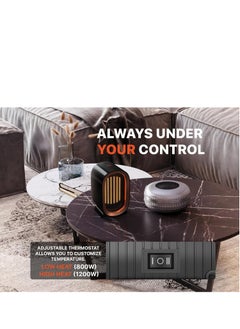 Zoom Plus Zoom Plus Fan Heater, 1200W Portable Heater, Fast Heating Ceramic Electric Heater, Quiet Tilt Protection Mini Desk Heater for Room, Office, Home, Bathroom  - Image 2