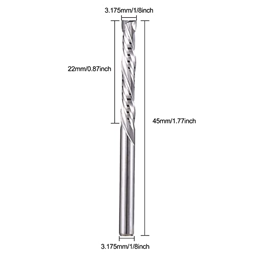 Hozly 1/8 Inch Shank with 1/8 Inch Cuting Dia Carbide End Mills Up & Down Cut Compression Bit 2 Flutes Milling Cutter for Engraving Milling 3D sculpturing Roughing Composite Multilayer Pack of 10 - Image 2