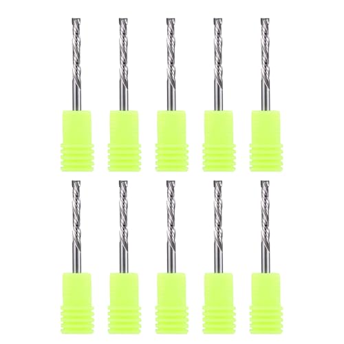 Hozly 1/8 Inch Shank with 1/8 Inch Cuting Dia Carbide End Mills Up & Down Cut Compression Bit 2 Flutes Milling Cutter for Engraving Milling 3D sculpturing Roughing Composite Multilayer Pack of 10 - Image 1