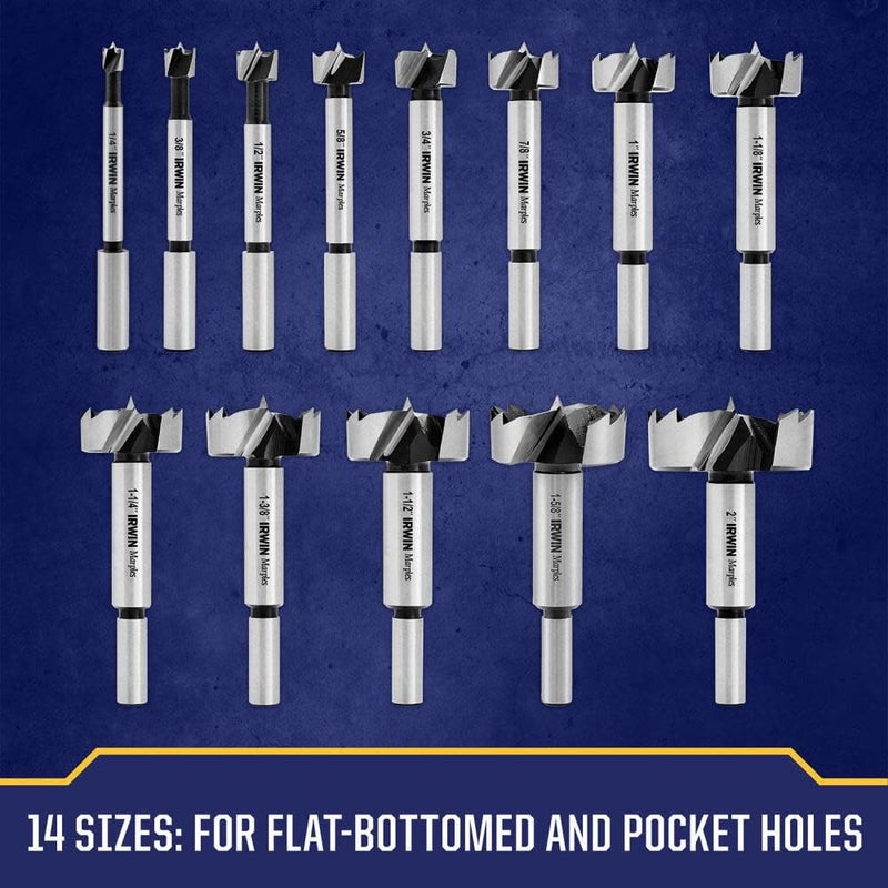 IRWIN Marples Forstner Bit Set, Wood Drill Bits, Made of Carbon Steel, Ideal for Fine Woodworking, Cabinet-making and more, 14 Pieces (1966893) - Image 4