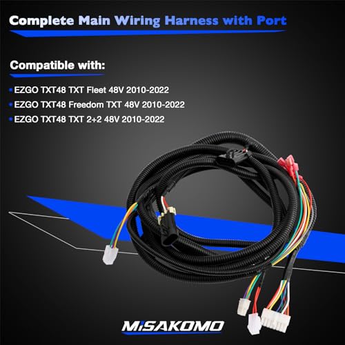 Misakomo 625805 Wiring Harness Compatible with 20102022 EZGO TXT 48V Golf Cart Complete Main Wiring Harness Kit with Port Control Wire Replaces ForwardReverse OnDash Harness - Image 3