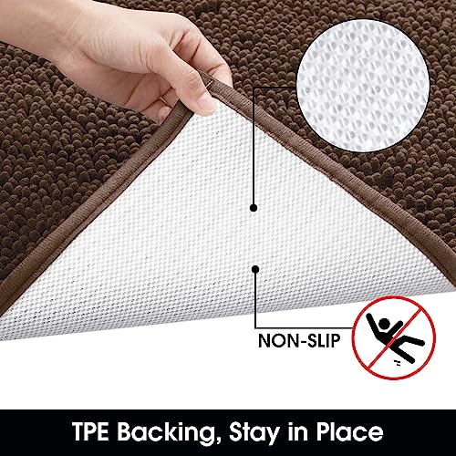 HOMEIDEAS Doormat Indoor Entrance, 32"x20", Highly Absorbent Chenille Muddy Dog Washable Non Slip Front Welcome Door Floor Mat for Entryway, Brown - Image 5