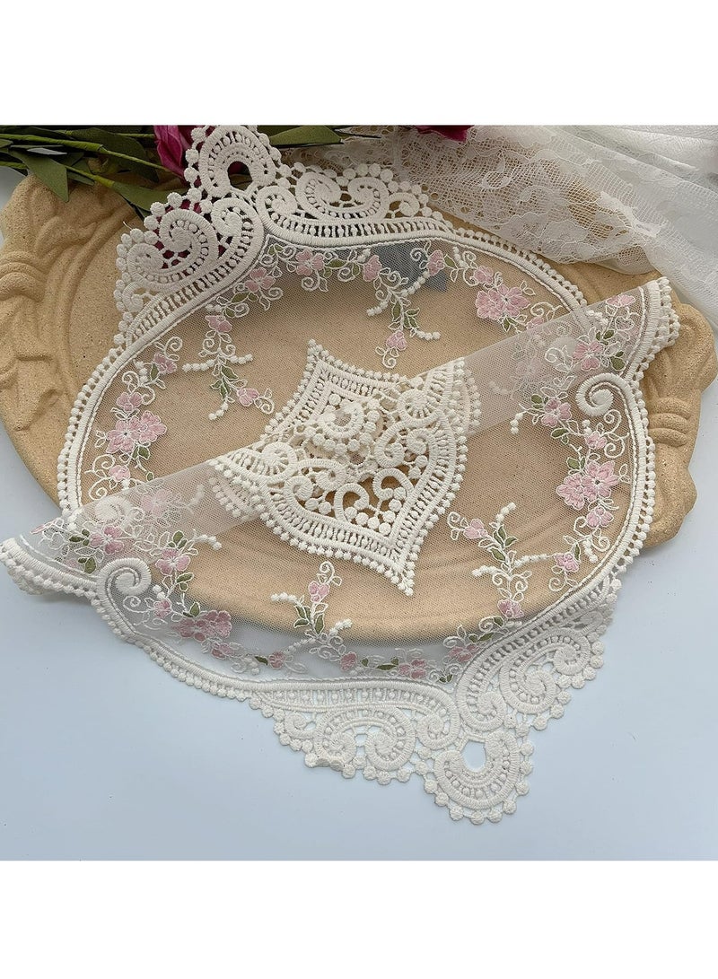 Vintage Oval Lace Table Placemats, Exquisite Flower Cotton Embroidered Doilies vase mat, 12 X 18 Inch  - Image 3