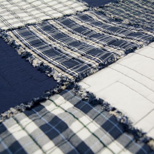 Donna Sharp Checkerboard Indigo- King Quilt Set, Measures 108 x 90, Includes 1 Quilt and 2 King Shams, Machine Washable - Image 4