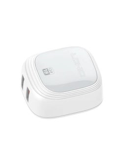LDNIO شاحن حائط سريع عالي الجودة A2512Q بمقبس الاتحاد الأوروبي ومنفذي USB بقوة 18 وات مع كابل Micro USB - أبيض  - Image 2