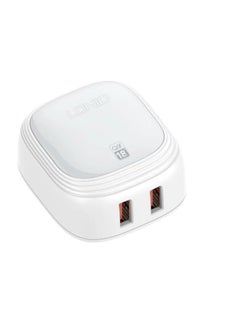 LDNIO شاحن حائط سريع عالي الجودة A2512Q بمقبس الاتحاد الأوروبي ومنفذي USB بقوة 18 وات مع كابل Micro USB - أبيض  - Image 3