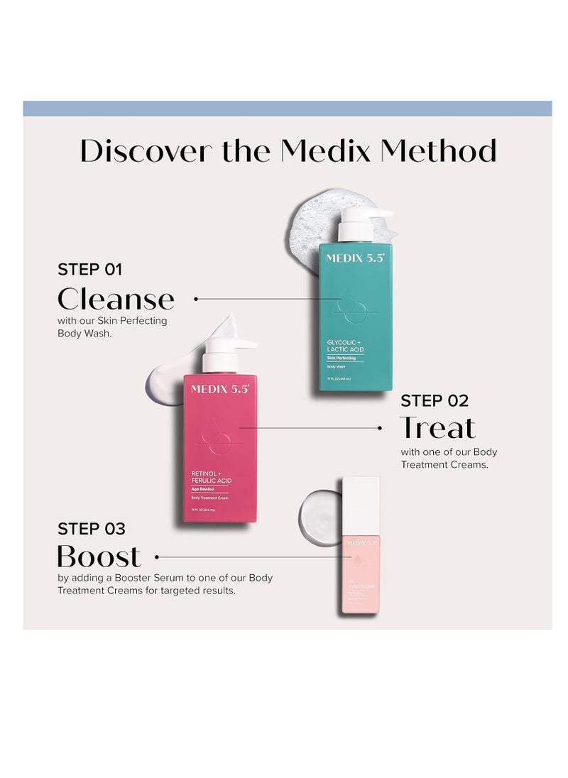 Medix 5.5 - MEDIX 5.5 Anti Aging Skin Care 3PC Set | Retinol Body Cream + Exfoliating AHA Glycolic Acid Foaming Face Wash & Body Wash + Hyaluronic Acid Serum Booster, Wash + Treat + Hydrate Skincare Set, 3PC Set - Image 1