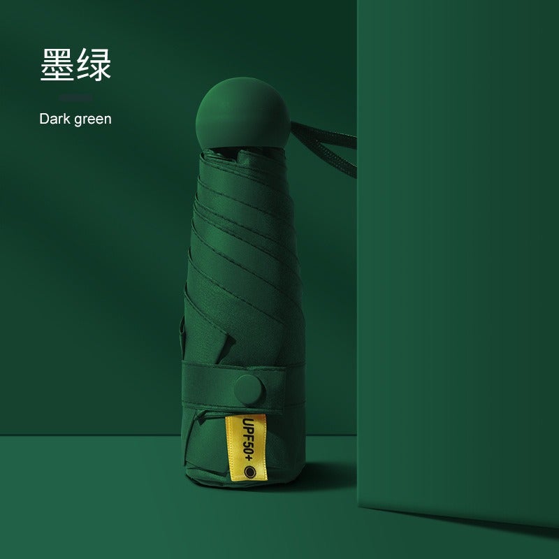 Color Block Folding Umbrella UV Protection Dark green (cloth cover packaging)