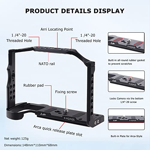 FOEASY Foto4easy Aluminum Alloy X-H2 X-H2S Cage for Fujifilm X-H2&X-H2S Mirrorless Digital Camera Body,Camera Rig with NATO Rails, Quick Release Plate for Arca - Image 5