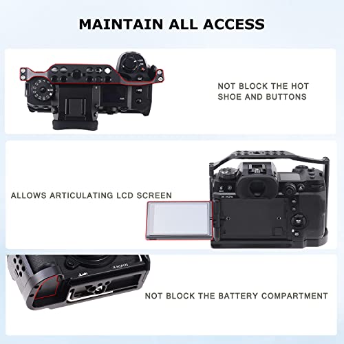 FOEASY Foto4easy Aluminum Alloy X-H2 X-H2S Cage for Fujifilm X-H2&X-H2S Mirrorless Digital Camera Body,Camera Rig with NATO Rails, Quick Release Plate for Arca - Image 3