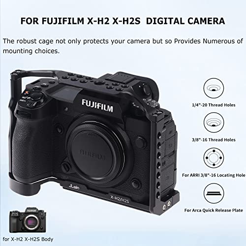 FOEASY Foto4easy Aluminum Alloy X-H2 X-H2S Cage for Fujifilm X-H2&X-H2S Mirrorless Digital Camera Body,Camera Rig with NATO Rails, Quick Release Plate for Arca - Image 2