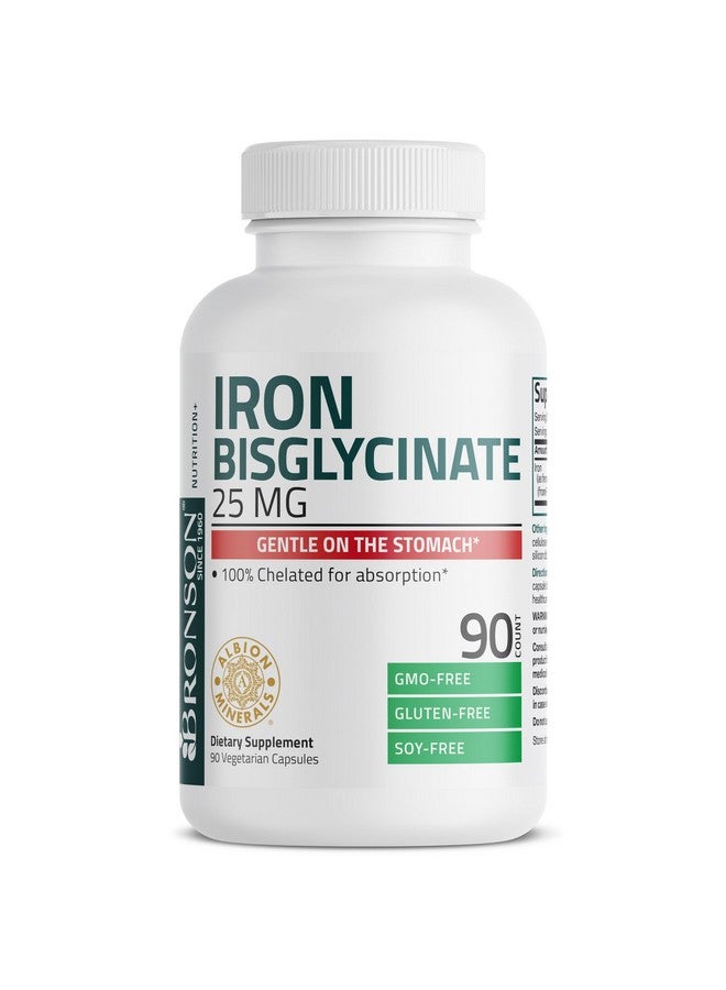 Bronson برونسون حديد بيسغليسينات 25 ملغ لطيف على المعدة، يدعم الطاقة وإنتاج خلايا الدم الحمراء الصحية - تركيبة غير مسببة للإمساك - غير معدلة وراثيًا، 90 كبسولة نباتية - Image 5