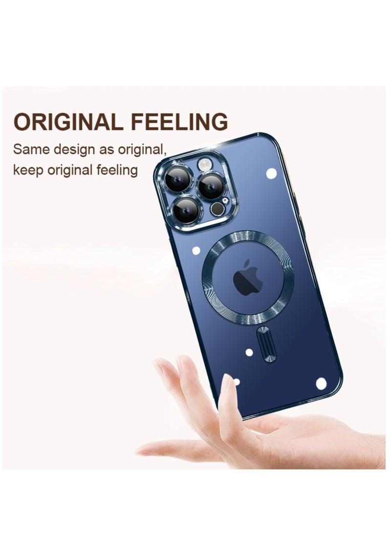 ELTRAZONE Magnetic Case for iPhone 15 Pro Max Case [Compatible with MagSafe] Full Camera Protection Clear Plating Luxury Cover for Women Men Soft TPU Bumper Drop Protective Phone Case (6.7"), Blue - Image 5