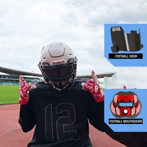 LeCool Football Mouth Guard with Connected Strap- 3D Beast Chrome Adult and Youth Mouth Guard-Mouth Piece for Sports for Maximum Air Flow and Teeth Protection (Black-Red, with Diamonds) - Image 4
