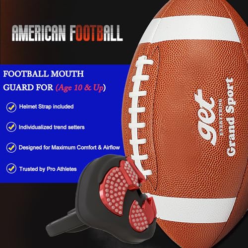 LeCool Football Mouth Guard with Connected Strap- 3D Beast Chrome Adult and Youth Mouth Guard-Mouth Piece for Sports for Maximum Air Flow and Teeth Protection (Black-Red, with Diamonds) - Image 2