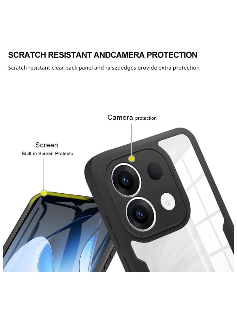 general Case Compatible Oppo Reno 13 5G, 360° Full Body Protection Shockproof TPU Transparent Case with Screen Protector for Reno 13 - Image 3