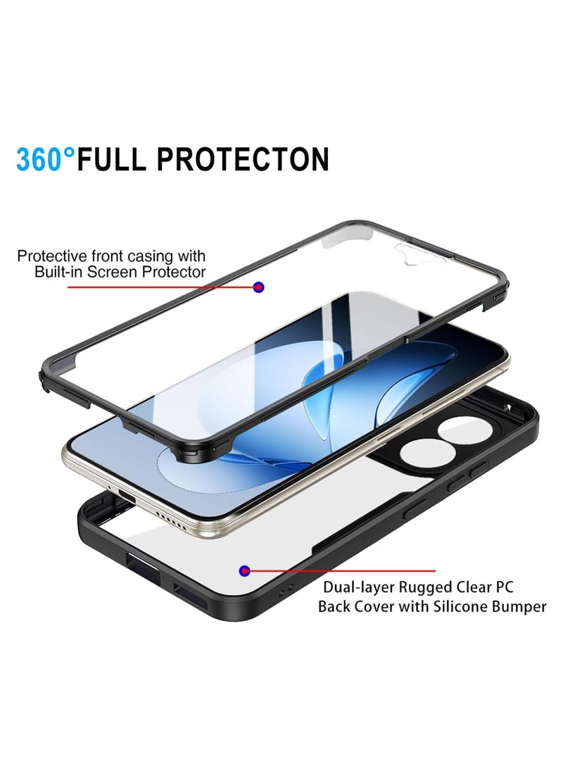 general Case Compatible Oppo Reno 13 5G, 360° Full Body Protection Shockproof TPU Transparent Case with Screen Protector for Reno 13 - Image 2