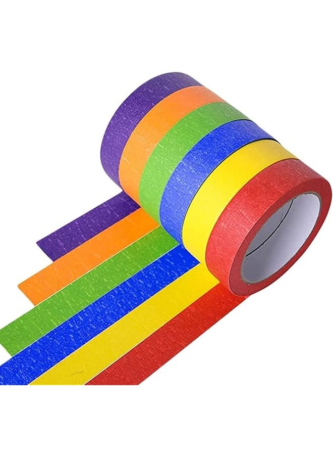 PROMASS promass Colored Masking Tape,Colored Painters Tape for DIY Arts Painting or Crafts, Labeling or Coding,Art Supplies for Kids Craft Tape,6 Different Color Rolls - Masking Tape (20mm x 12m)  - Image 1