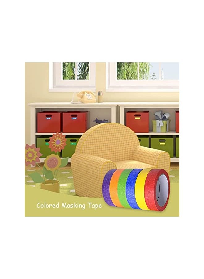 PROMASS promass Colored Masking Tape,Colored Painters Tape for DIY Arts Painting or Crafts, Labeling or Coding,Art Supplies for Kids Craft Tape,6 Different Color Rolls - Masking Tape (20mm x 12m)  - Image 5