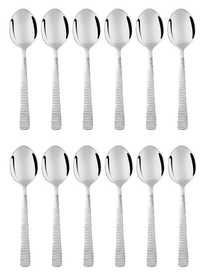 Dynore طقم ملاعق عشاء من الفولاذ المقاوم للصدأ بتصميم مطروق من داينور، 12 قطعة، للاستخدام المنزلي/المطبخ/المطعم - Image 1