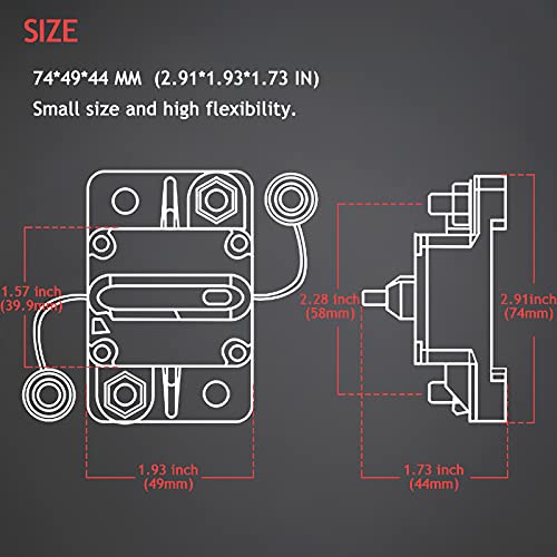 Hamolar 3 Pack 300A Circuit Breaker with Manual Reset Fuse Holder for Car Audio Marine Boat Stereo Switch, with Wire Lugs Copper Washer - Image 5