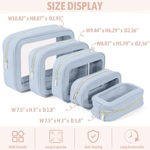 YOPCDJ 5PCS Diaper Bag Organizer Pouch Set, TSA Approved Toiletry Bag，Clear Waterproof TPU Makeup Bag Set Travel Organizer Bags for Women and Kids,Mothers Day Gifts - Image 3