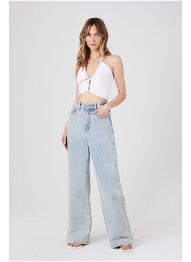 FOREVER 21 - Ruched Cutout Halter Crop Top - Image 1