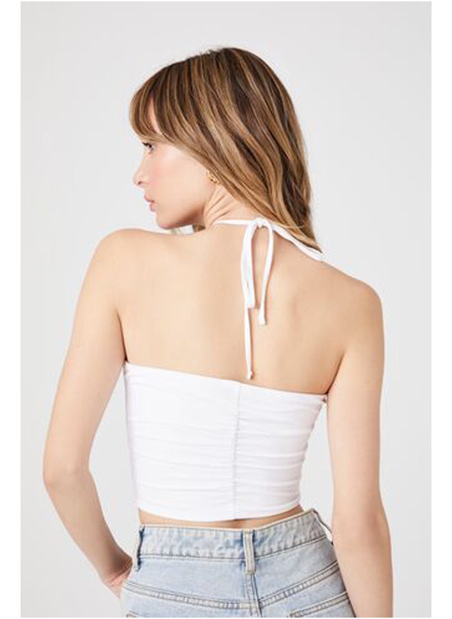 FOREVER 21 - Ruched Cutout Halter Crop Top - Image 1
