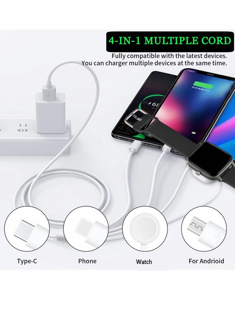 Excefore كابل شحن ساعة وهاتف 4 في 1، كابل شحن متعدد USB - كابل نوع C، سريع مغناطيسي، سلك شحن متوافق مع ساعة آبل، آيفون، جالاكسي، بيكسل، أندرويد، ساعة - Image 4